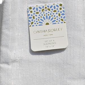 Cynthia Rowley Set of 4 Napkins Ivory Gold Sparkle Metallic Luxury